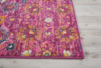 5' X 7' Fuchsia Floral Power Loom Area Rug