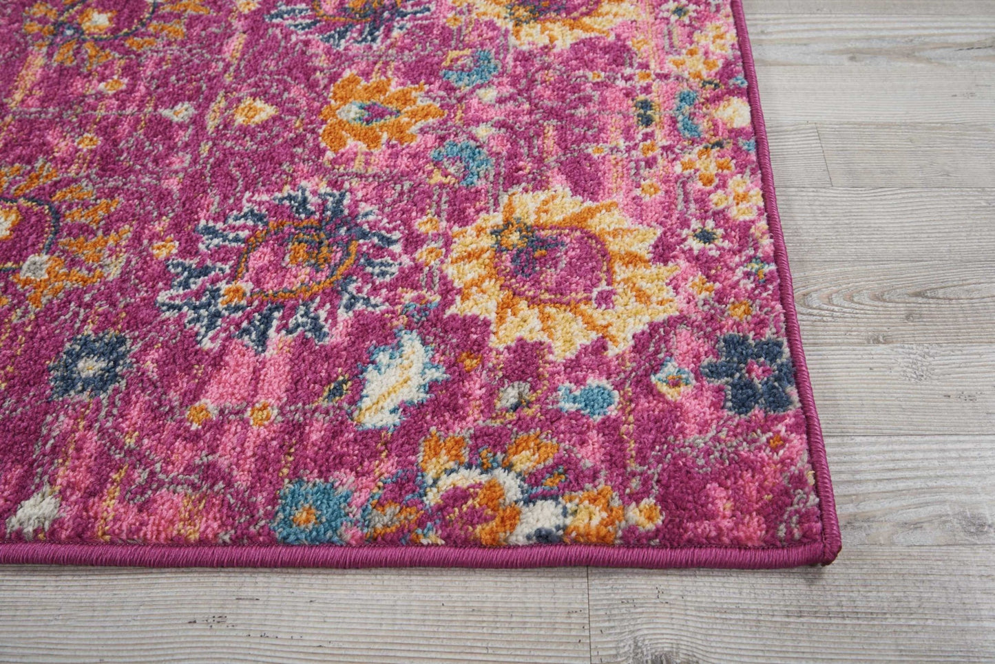 5' X 7' Fuchsia Floral Power Loom Area Rug