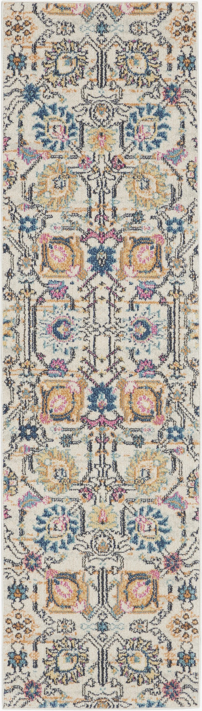 2' X 3' Orange And Ivory Floral Power Loom Area Rug