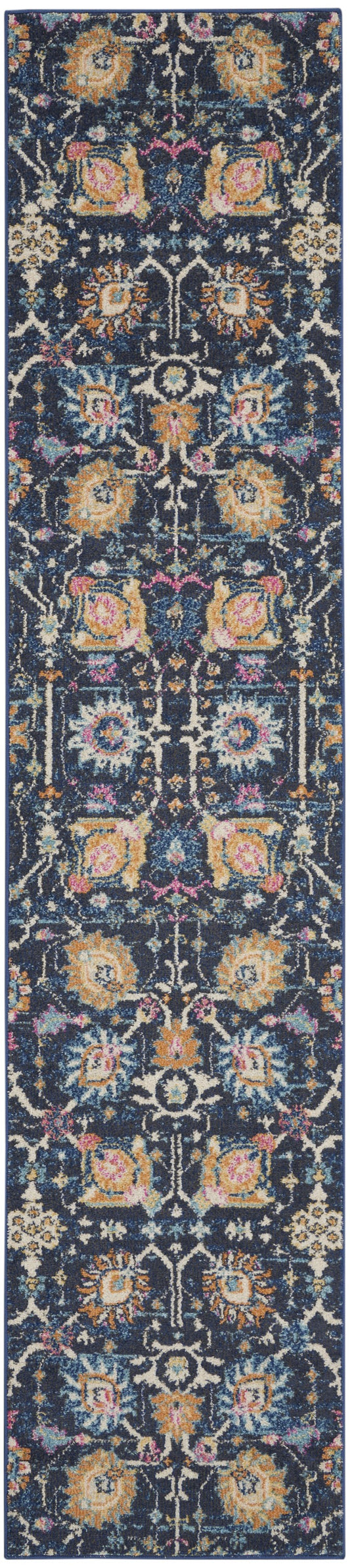 2' X 3' Navy Blue Floral Power Loom Area Rug