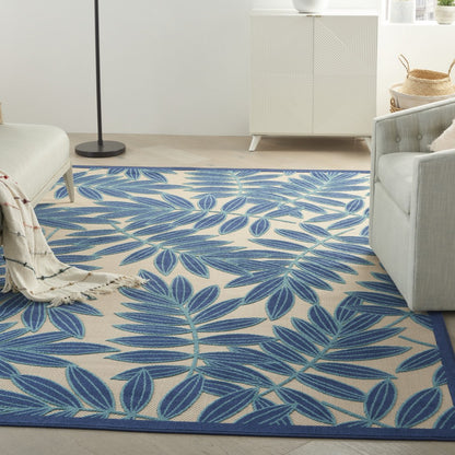 3' X 4' Blue And Ivory Floral Indoor Outdoor Area Rug