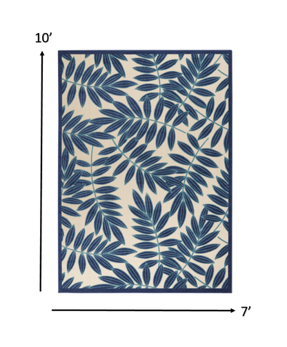 3' X 4' Blue And Ivory Floral Indoor Outdoor Area Rug