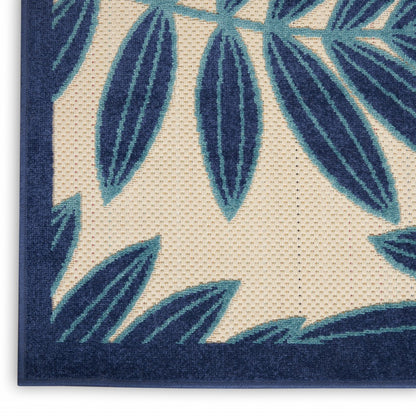 3' X 4' Blue And Ivory Floral Indoor Outdoor Area Rug