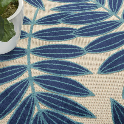 3' X 4' Blue And Ivory Floral Indoor Outdoor Area Rug