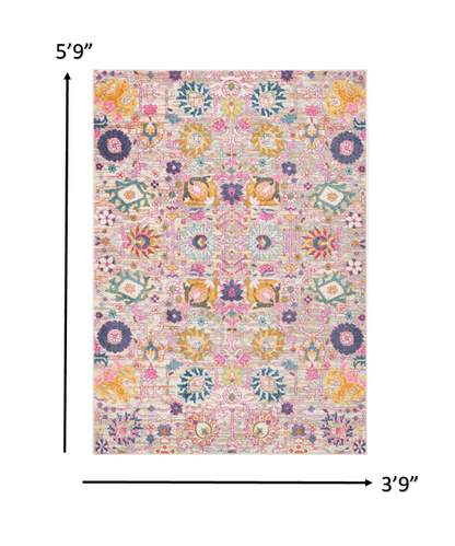8' Silver Floral Power Loom Runner Rug