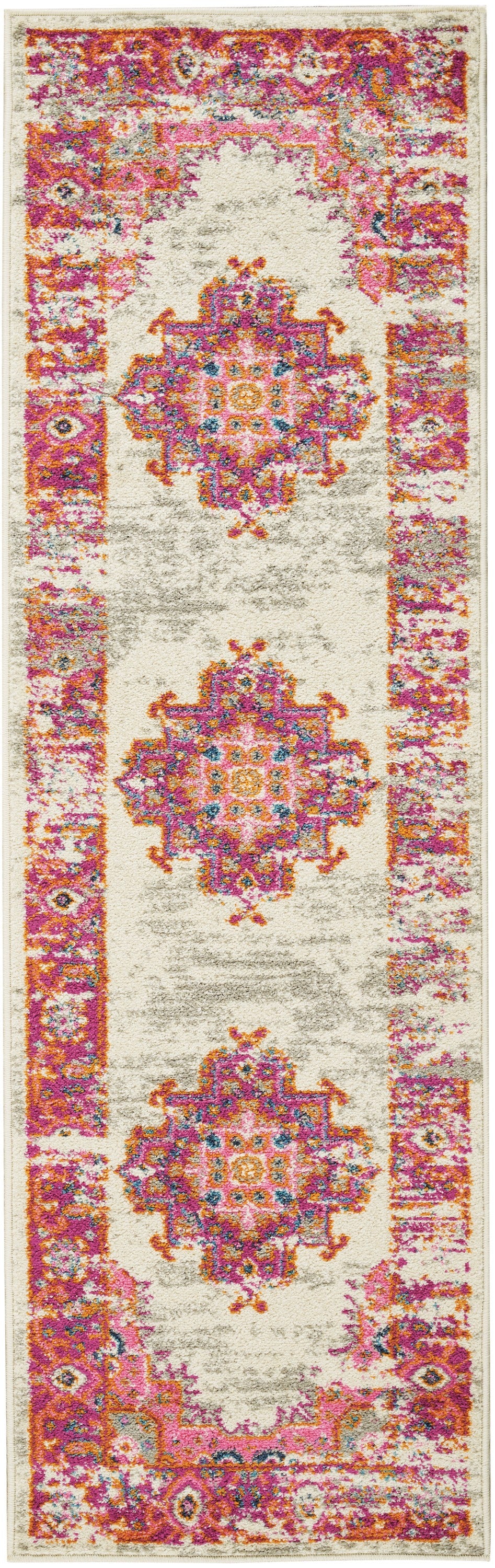 8' Fuchsia Power Loom Runner Rug