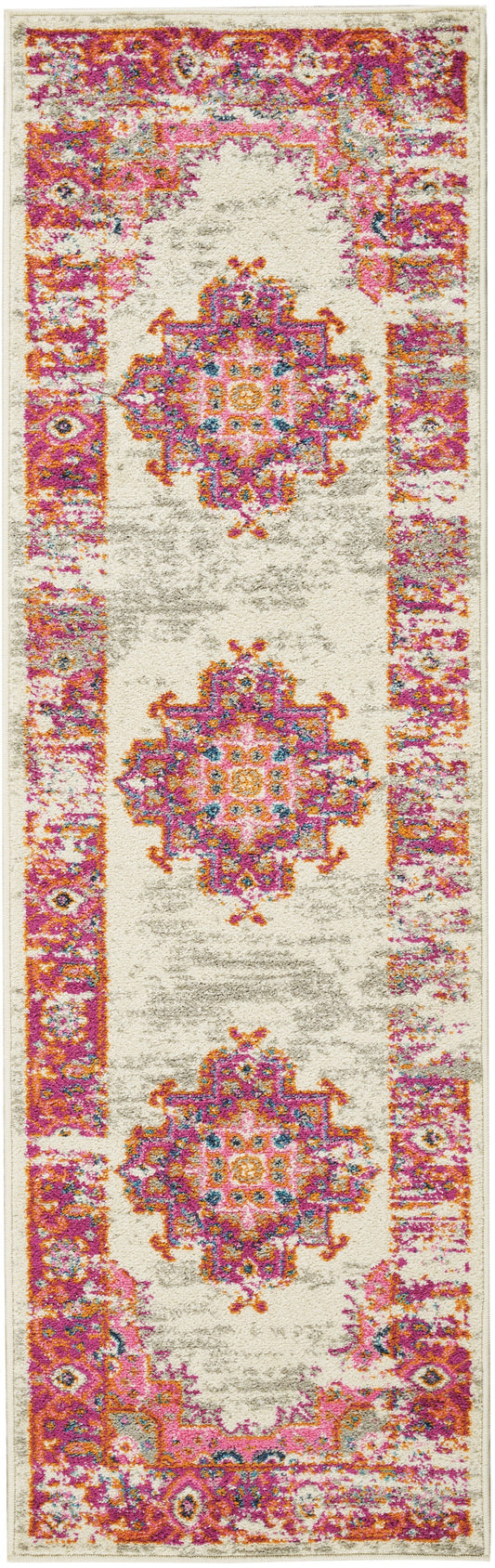 8' Fuchsia Power Loom Runner Rug
