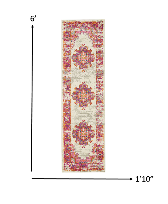 8' Fuchsia Power Loom Runner Rug