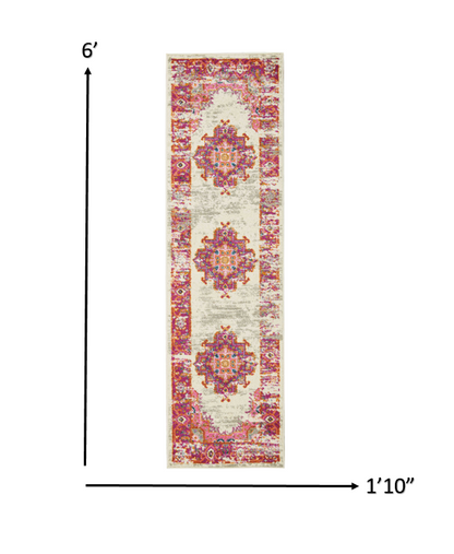 8' Fuchsia Power Loom Runner Rug