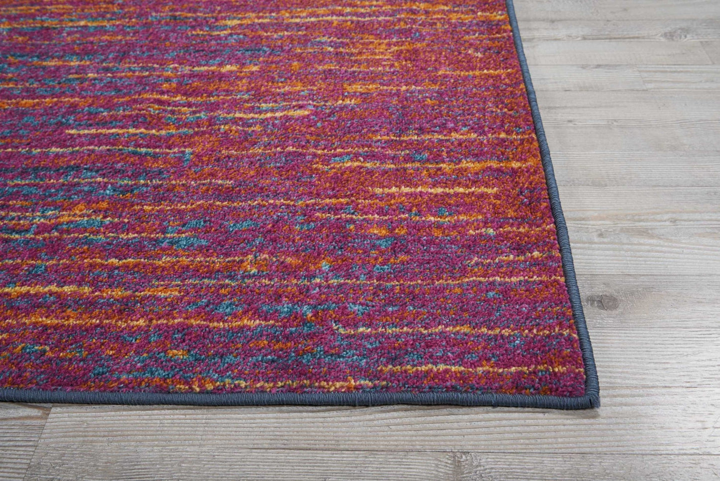 8' Blue And Pink Abstract Power Loom Runner Rug