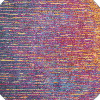 8' Blue And Pink Abstract Power Loom Runner Rug