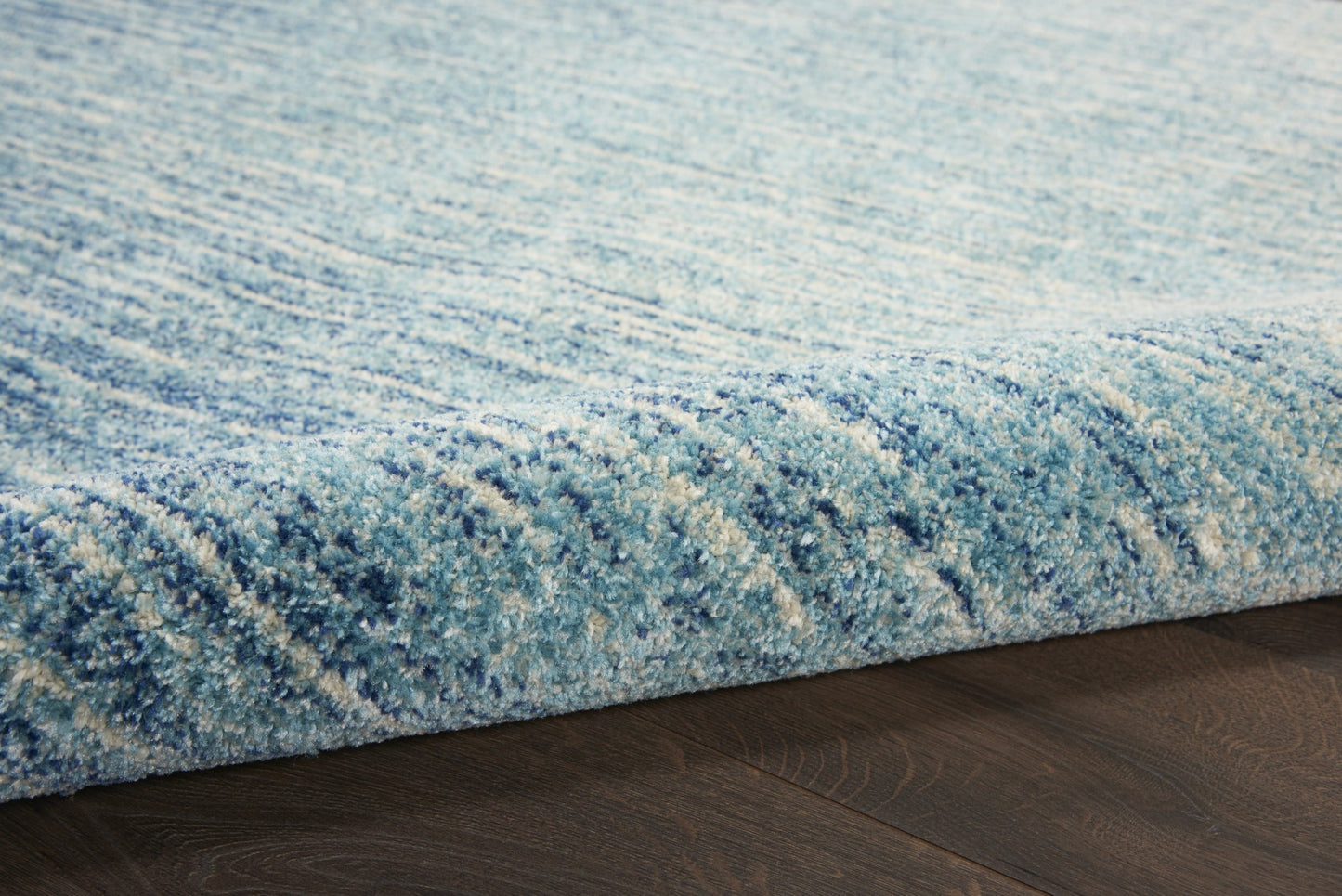 8' Ivory And Blue Abstract Power Loom Runner Rug