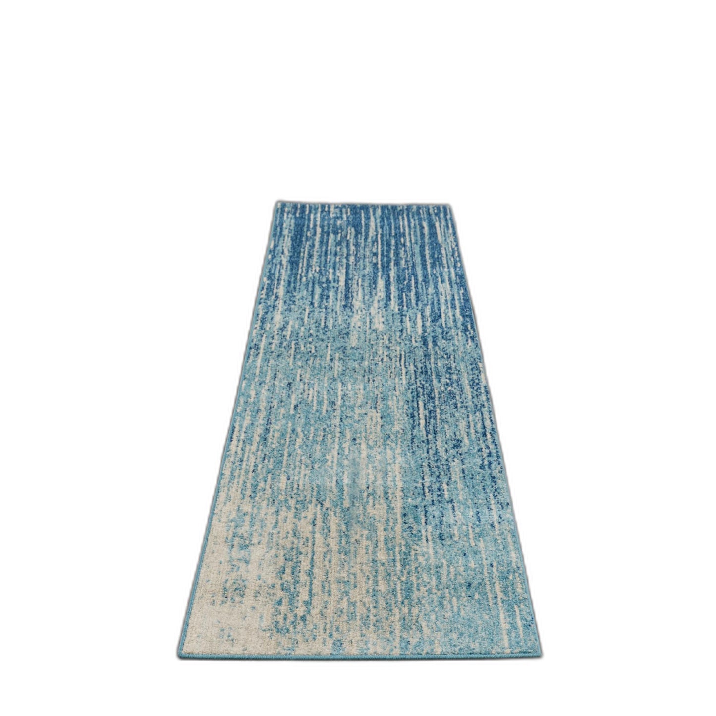 8' Ivory And Blue Abstract Power Loom Runner Rug