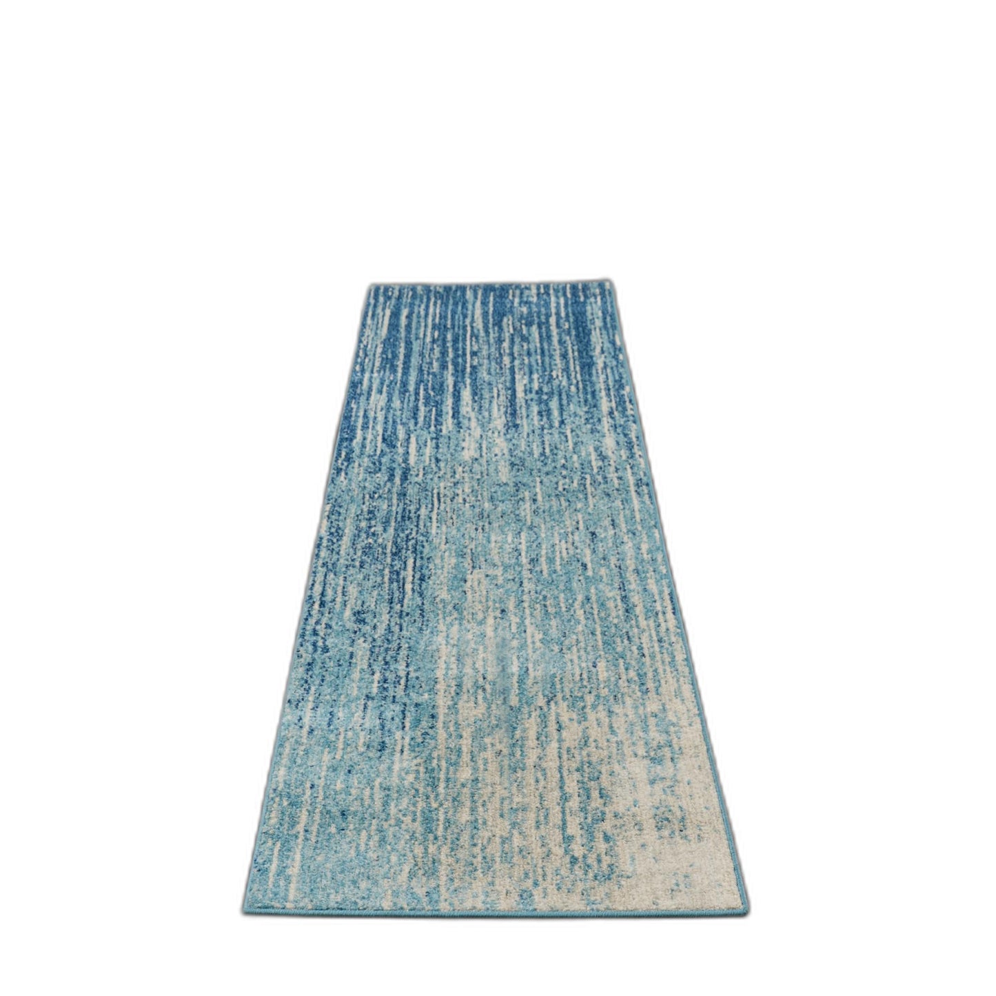 8' Ivory And Blue Abstract Power Loom Runner Rug