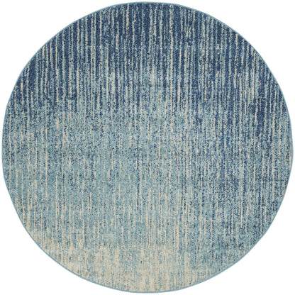 8' Ivory And Blue Abstract Power Loom Runner Rug
