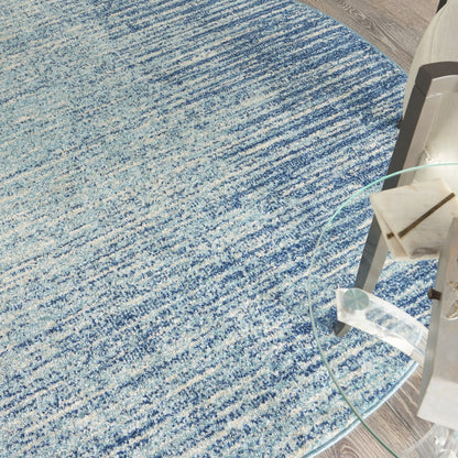 8' Ivory And Blue Abstract Power Loom Runner Rug
