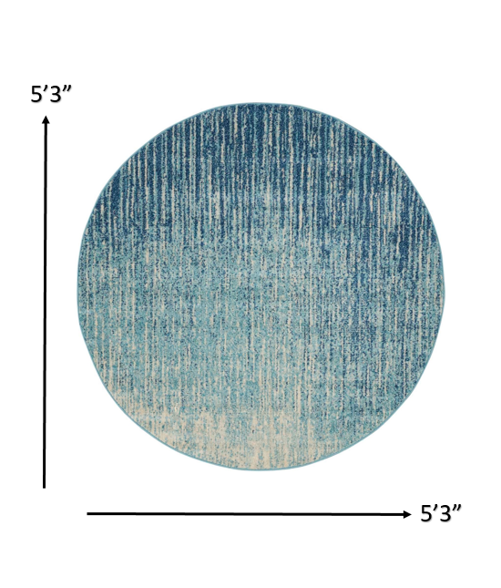 8' Ivory And Blue Abstract Power Loom Runner Rug