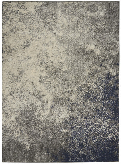 5' Gray And Ivory Round Abstract Power Loom Area Rug