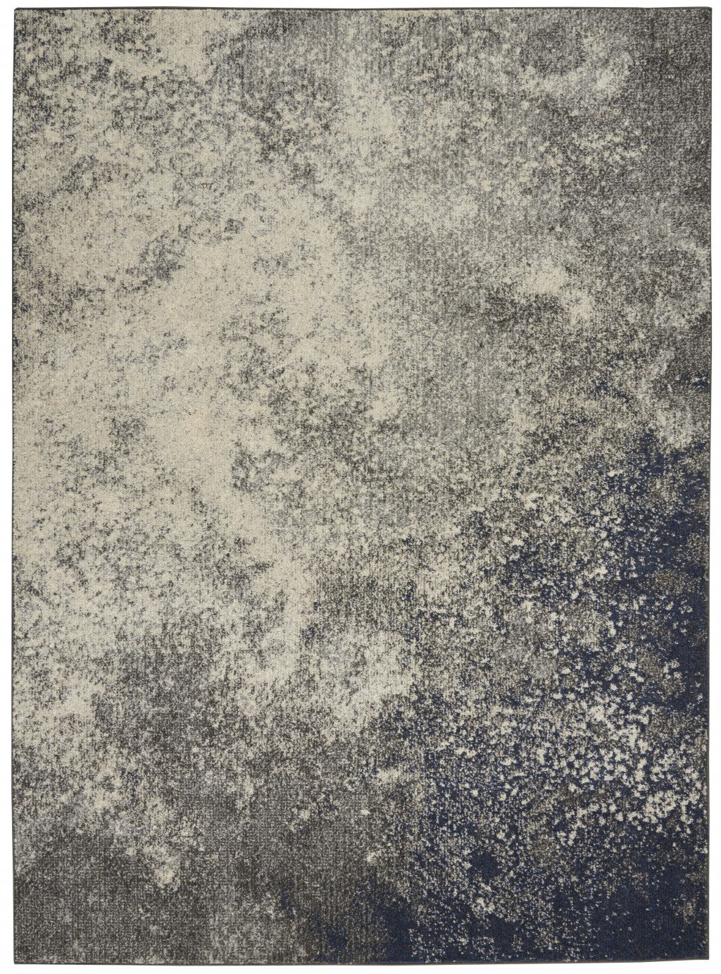 5' Gray And Ivory Round Abstract Power Loom Area Rug