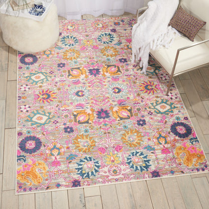 8' Silver Floral Power Loom Runner Rug