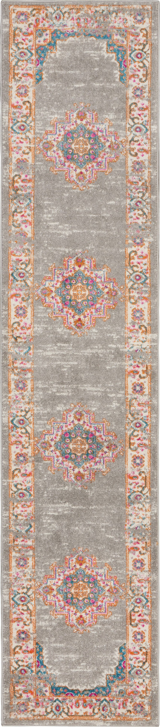 10' Gray Power Loom Runner Rug