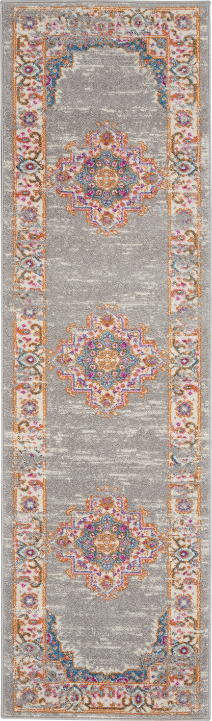 10' Gray Power Loom Runner Rug