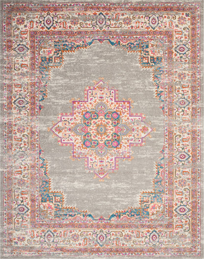 5' Gray Round Power Loom Area Rug