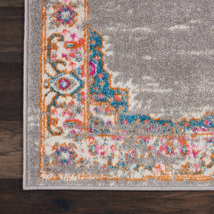 5' Gray Round Power Loom Area Rug