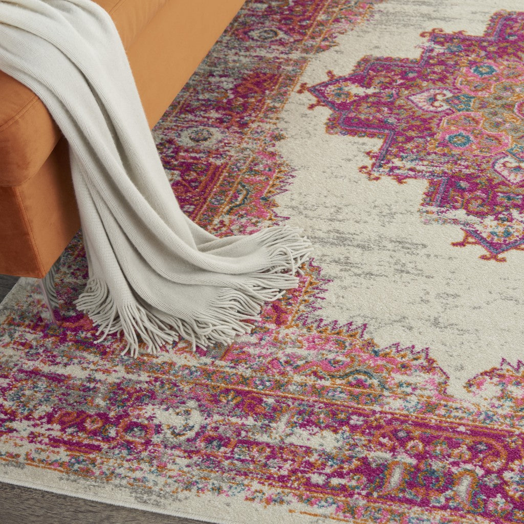 8' Fuchsia Power Loom Runner Rug