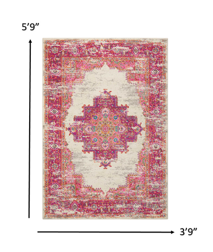 8' Fuchsia Power Loom Runner Rug