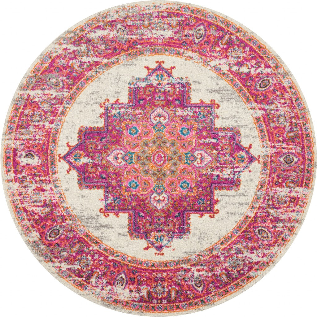 8' Fuchsia Power Loom Runner Rug