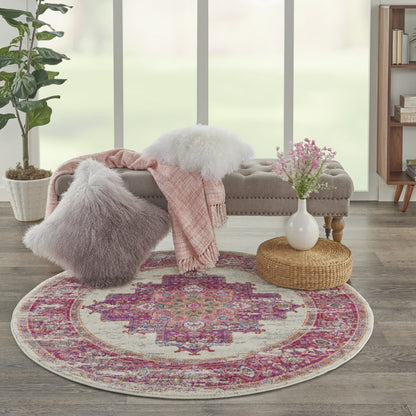 8' Fuchsia Power Loom Runner Rug