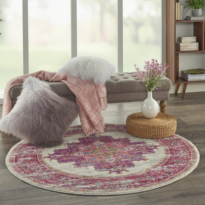 8' Fuchsia Power Loom Runner Rug