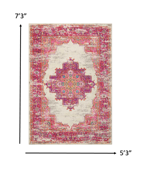 8' Fuchsia Power Loom Runner Rug