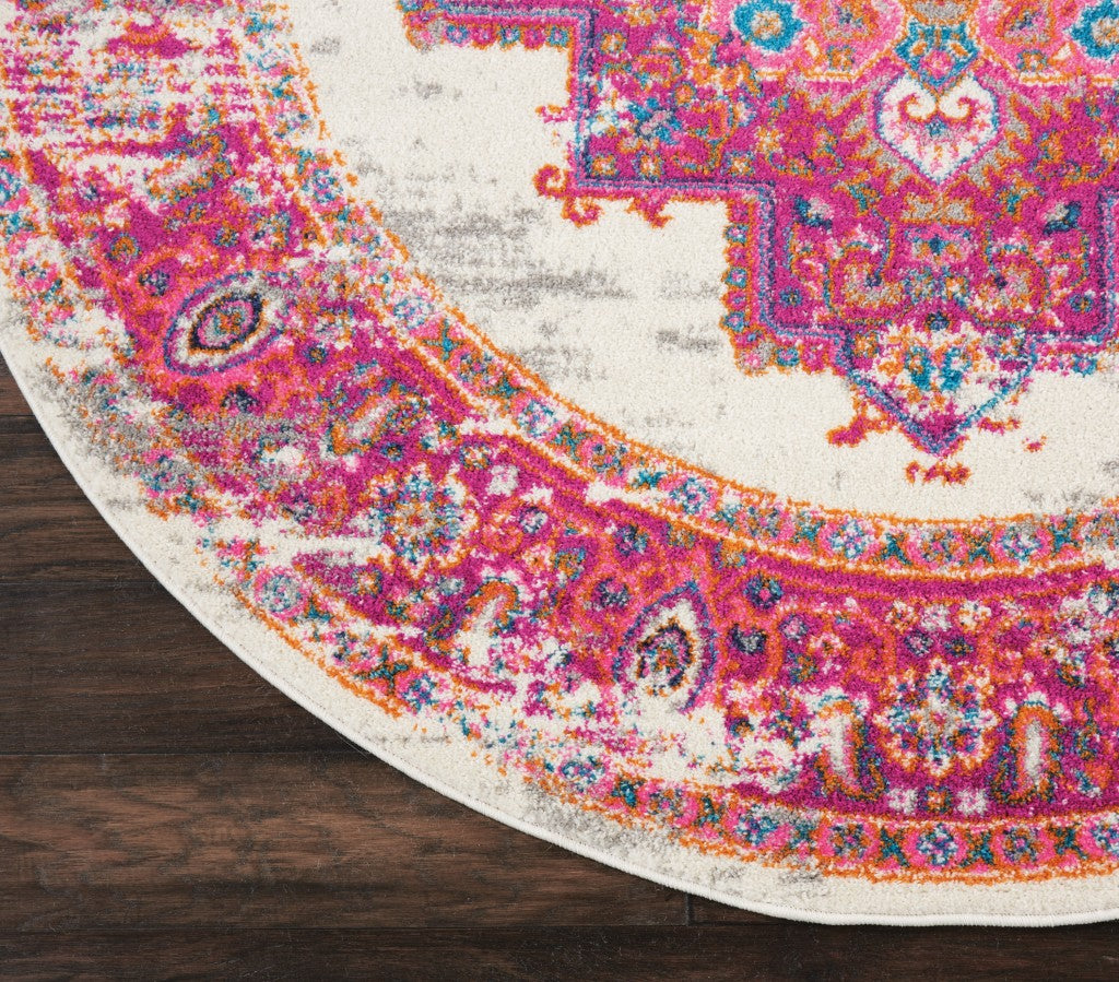 8' Fuchsia Power Loom Runner Rug