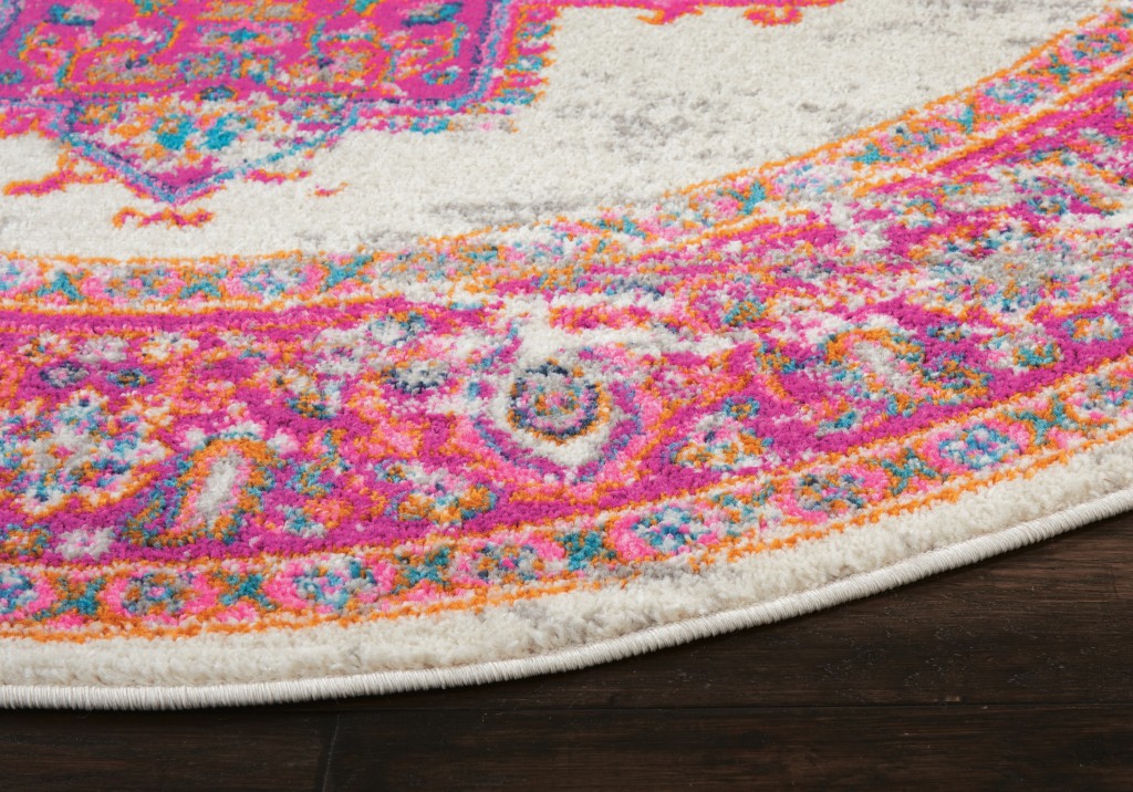 8' Fuchsia Power Loom Runner Rug