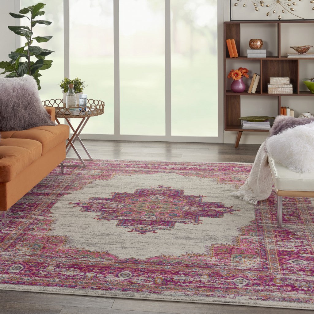 8' Fuchsia Power Loom Runner Rug