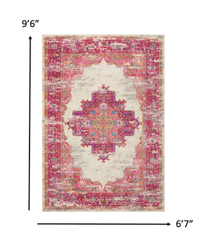 8' Fuchsia Power Loom Runner Rug