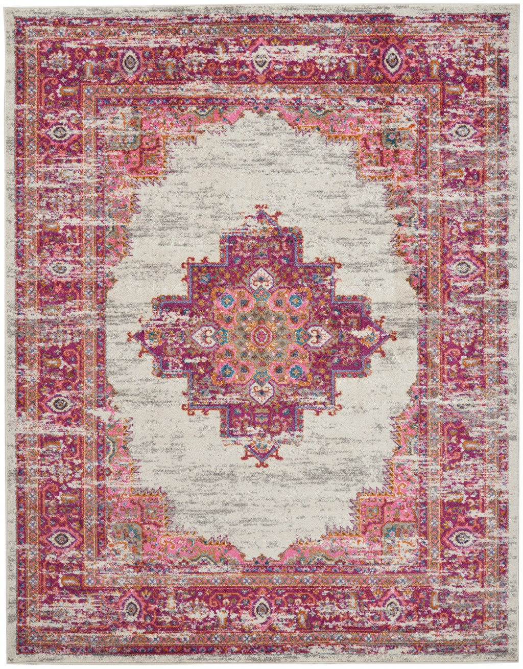 8' Fuchsia Power Loom Runner Rug