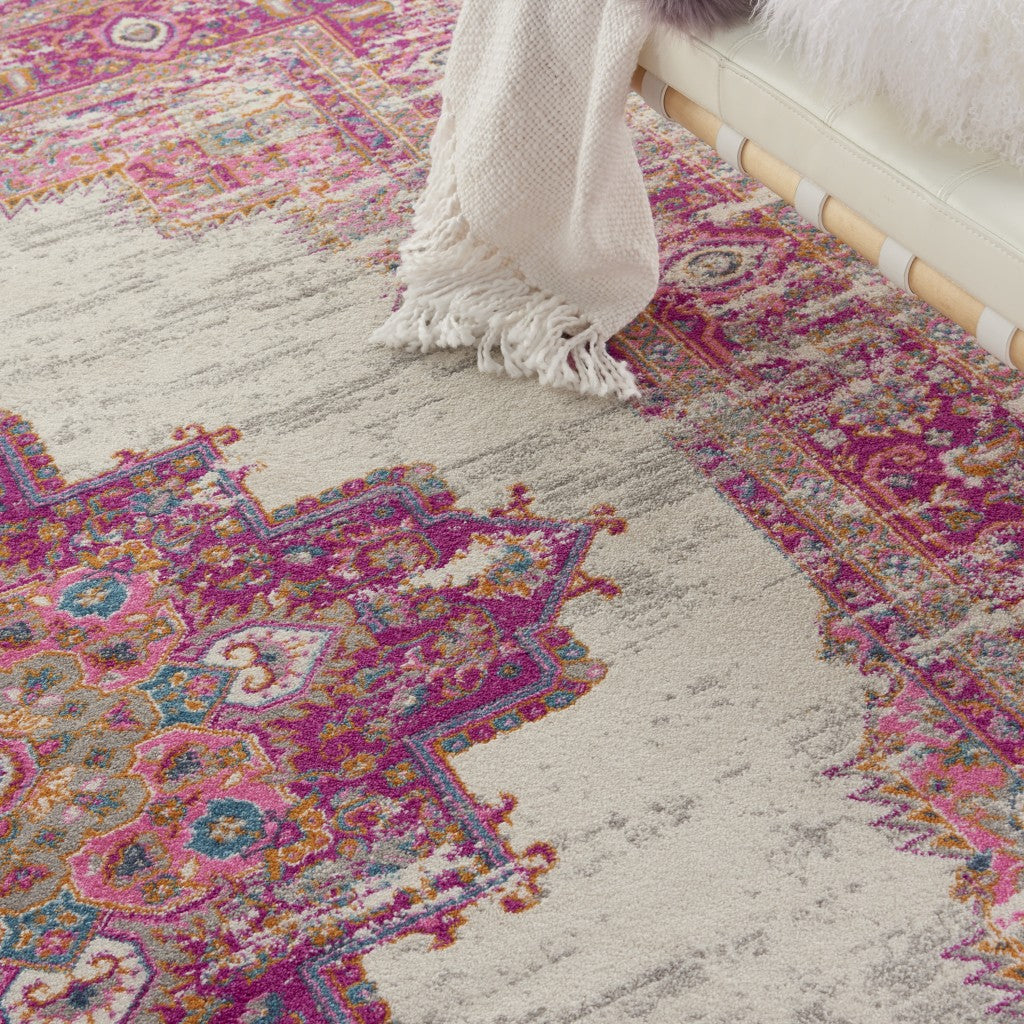 8' Fuchsia Power Loom Runner Rug