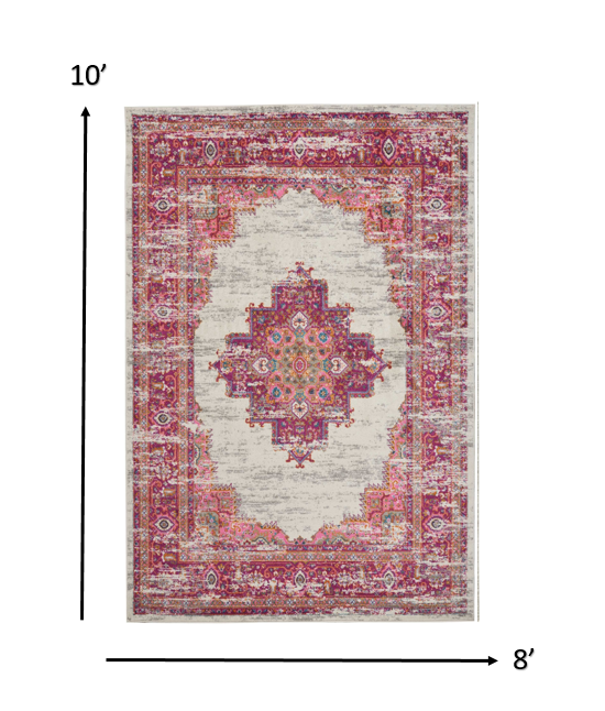 8' Fuchsia Power Loom Runner Rug