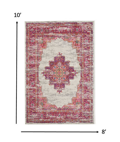 8' Fuchsia Power Loom Runner Rug