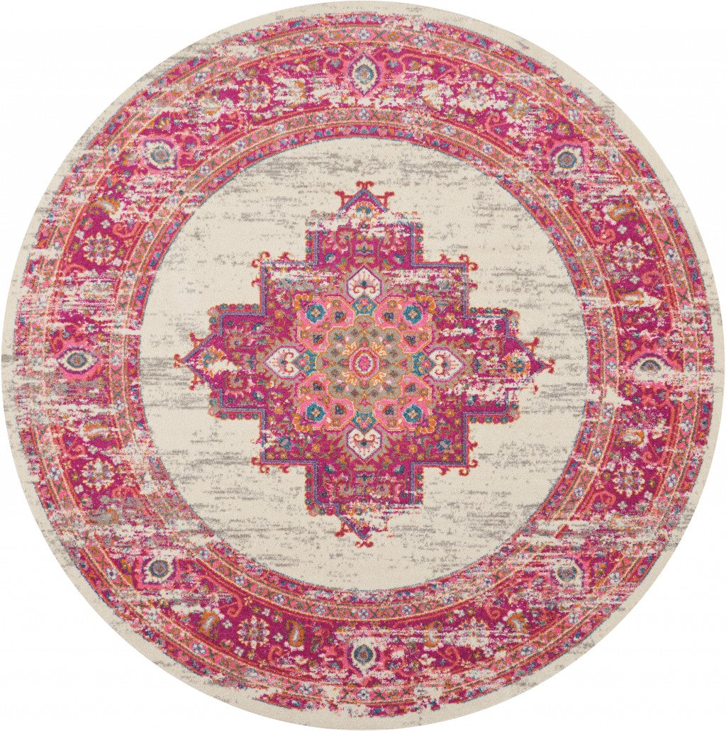 8' Fuchsia Power Loom Runner Rug