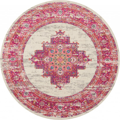 8' Fuchsia Power Loom Runner Rug