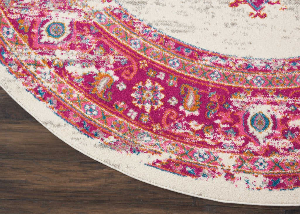 8' Fuchsia Power Loom Runner Rug