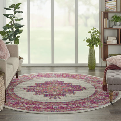 8' Fuchsia Power Loom Runner Rug