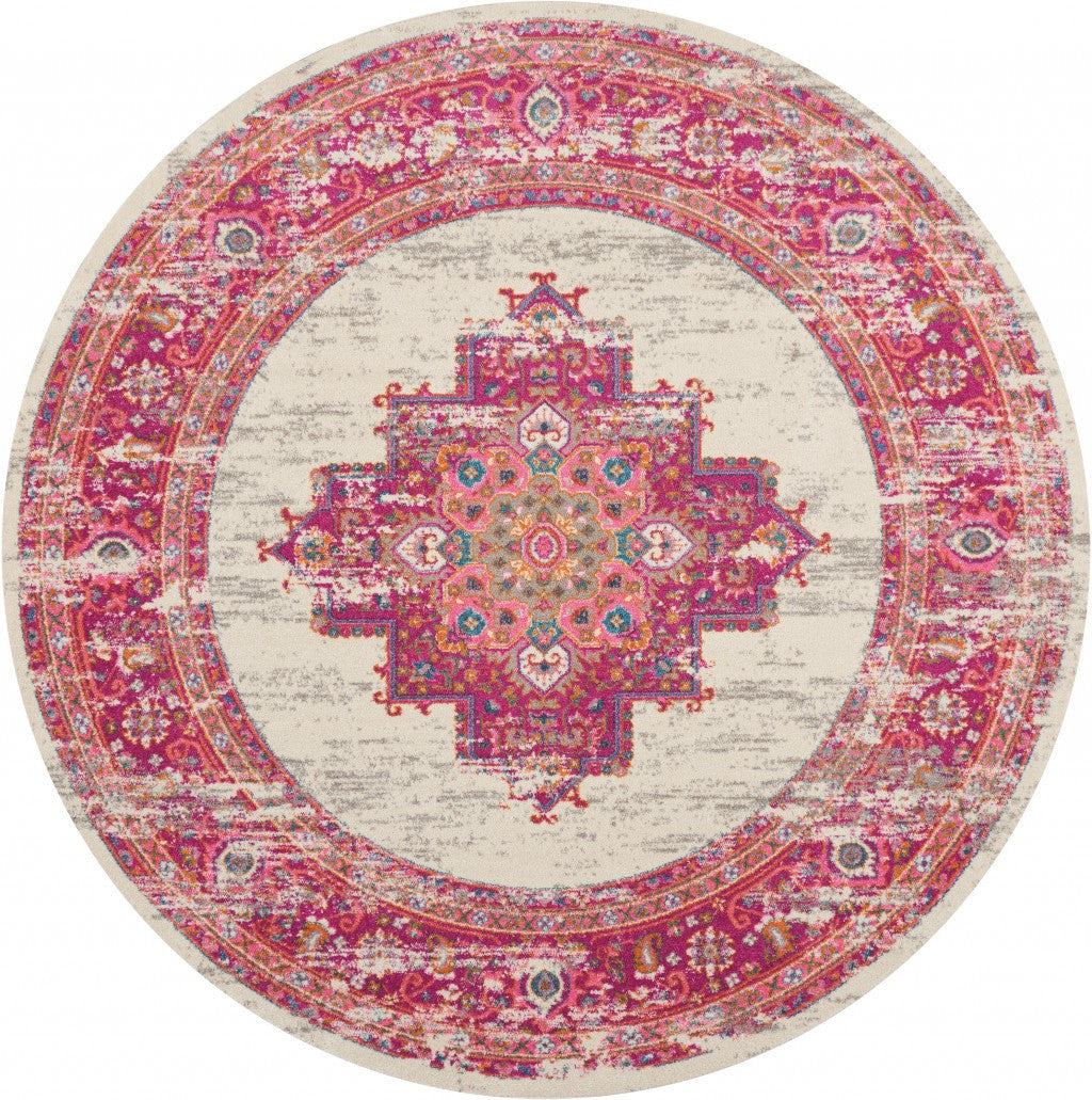 8' Fuchsia Power Loom Runner Rug