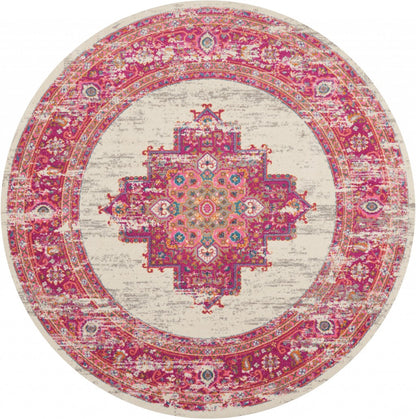 8' Fuchsia Power Loom Runner Rug