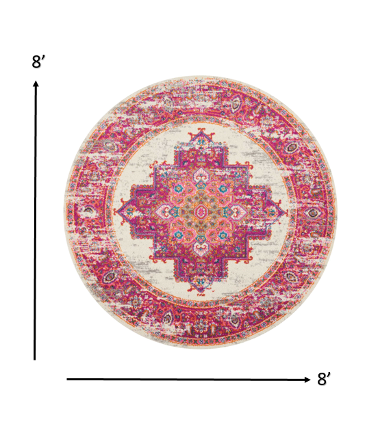 8' Fuchsia Power Loom Runner Rug