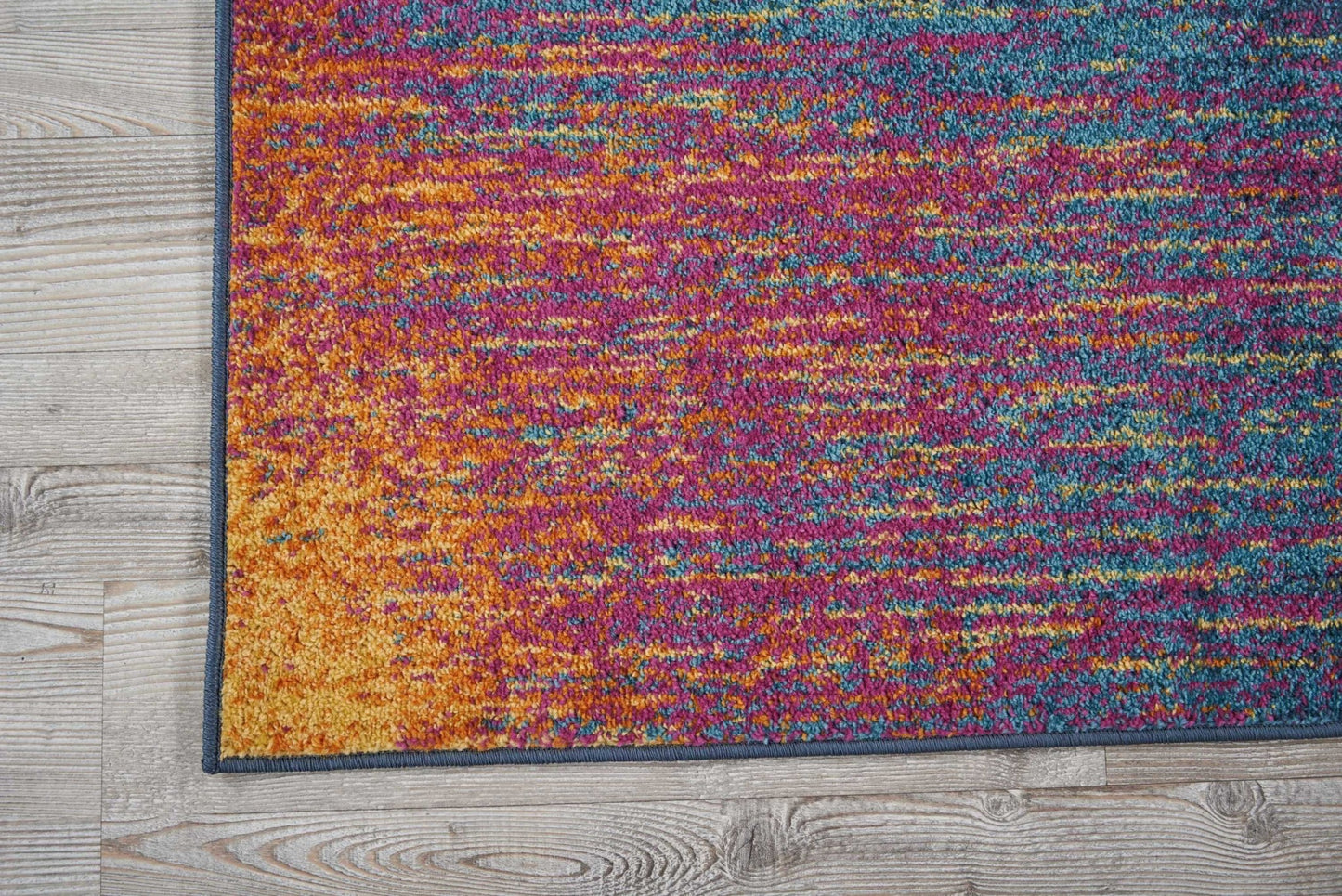 8' Blue And Pink Abstract Power Loom Runner Rug